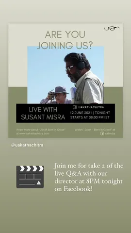 Join me for take 2 of the live Q&A with our director at 8PM tonight on Facebook!