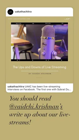 You should read @vaidehi.krishnan's write up about our live-streams!