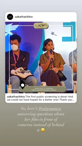 So, here's @nityamisra answering questions about her film in front of cameras instead of behind it 😀